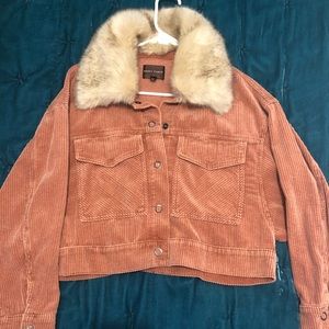 Oversized Corduroy jacket w/ removable fur collar